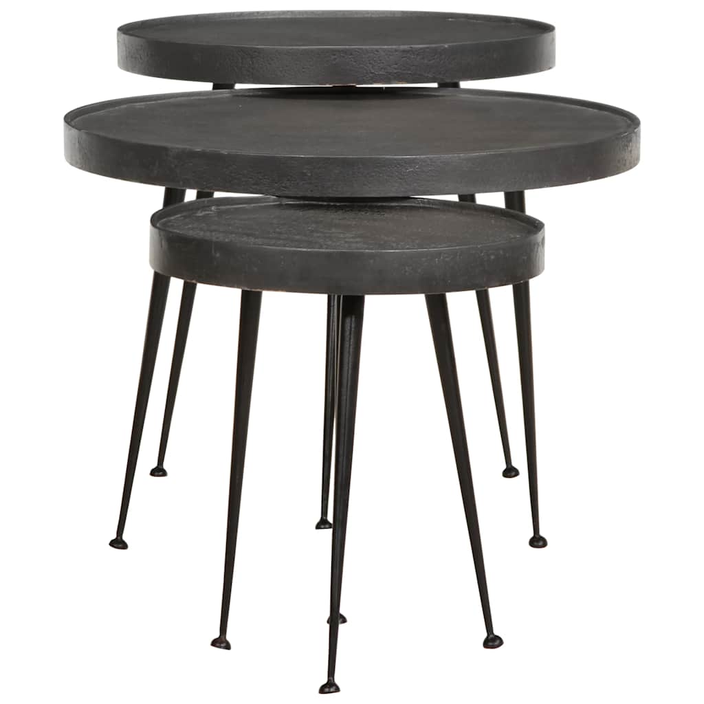 vidaXL Coffee Table 3 pcs Black Engineered Wood