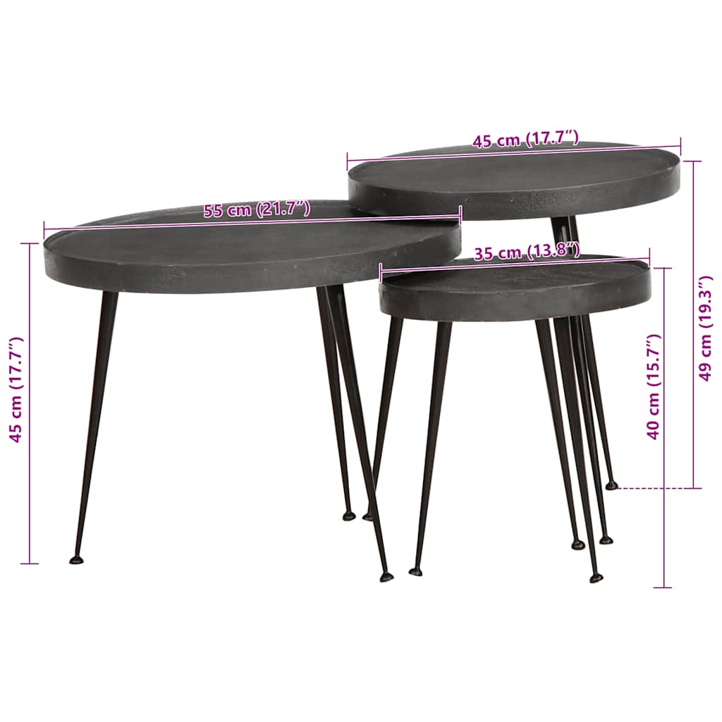 vidaXL Coffee Table 3 pcs Black Engineered Wood