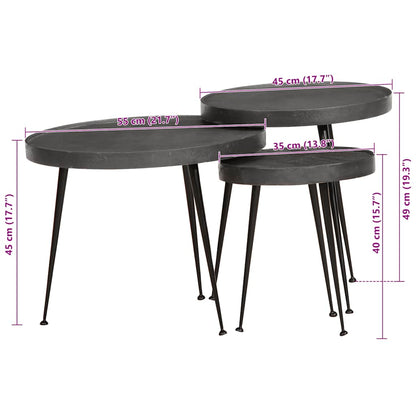 vidaXL Coffee Table 3 pcs Black Engineered Wood