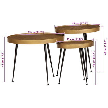 vidaXL Coffee Table 3 pcs Golden Engineered Wood