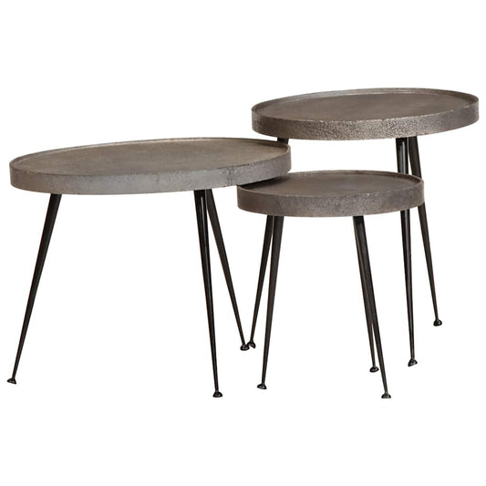 vidaXL Coffee Table 3 pcs Silver Engineered Wood