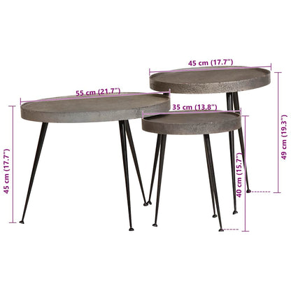 vidaXL Coffee Table 3 pcs Silver Engineered Wood