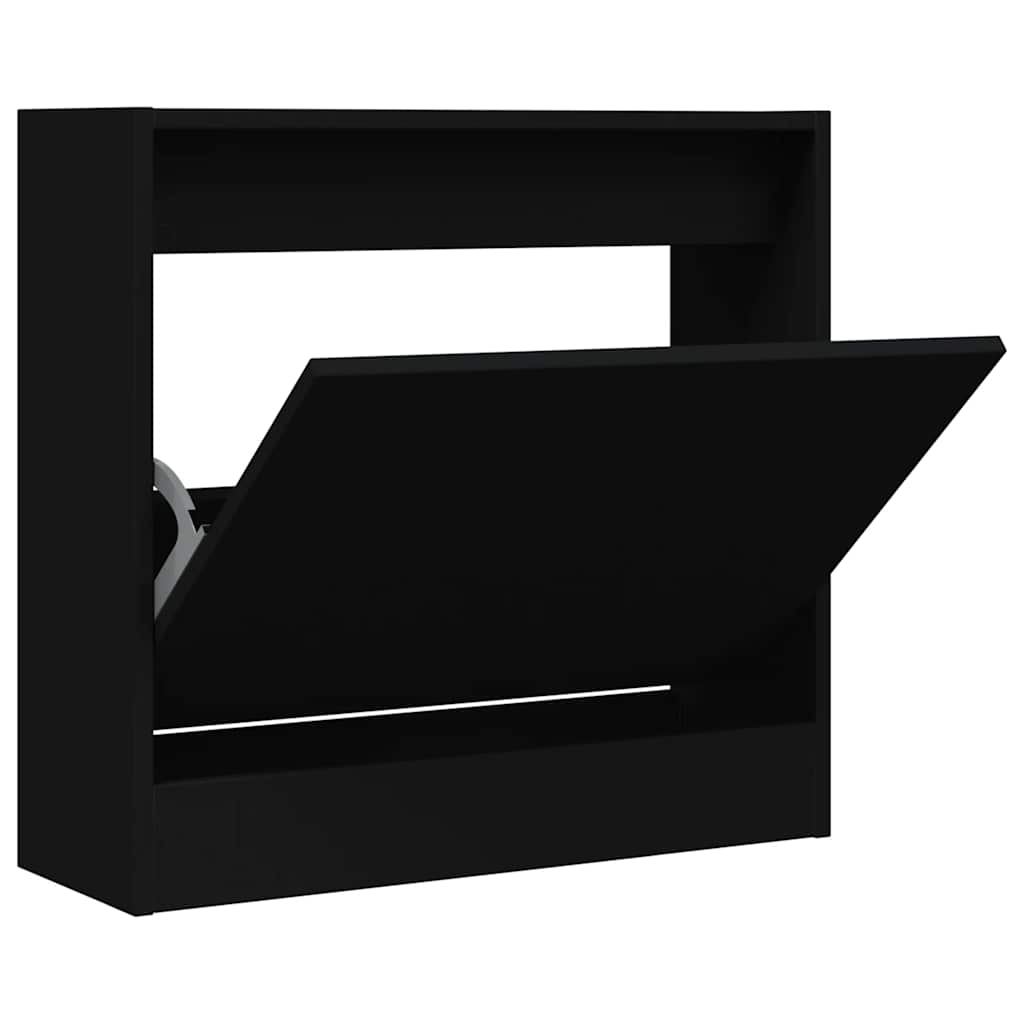 vidaXL Shoe Cabinet | Black | Engineered Wood | Compact | Shoe Cabinet