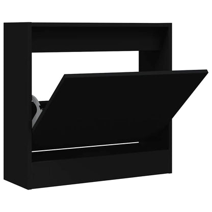 vidaXL Shoe Cabinet | Black | Engineered Wood | Compact | Shoe Cabinet