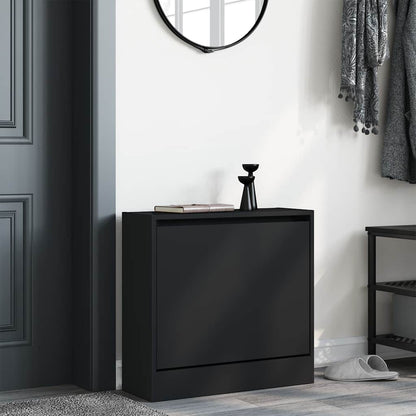 vidaXL Shoe Cabinet | Black | Engineered Wood | Compact | Shoe Cabinet