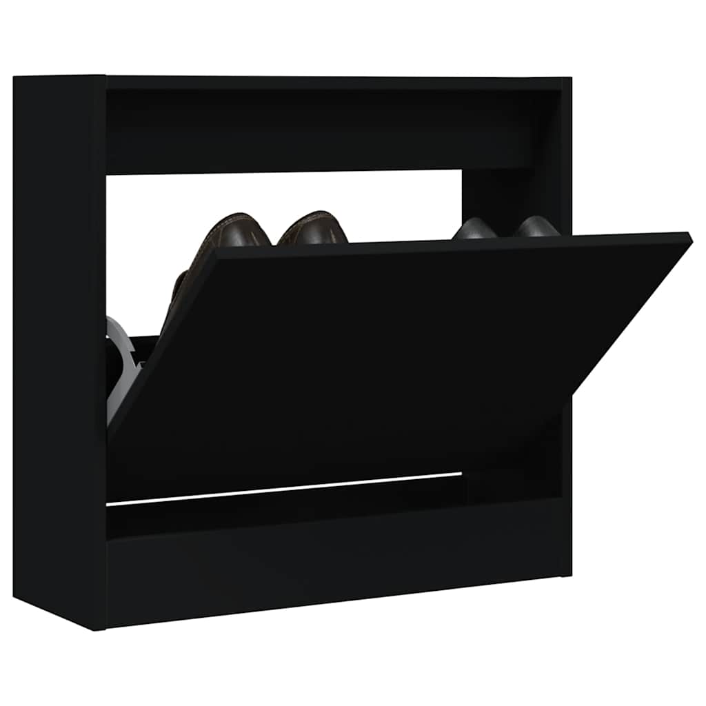 vidaXL Shoe Cabinet | Black | Engineered Wood | Compact | Shoe Cabinet