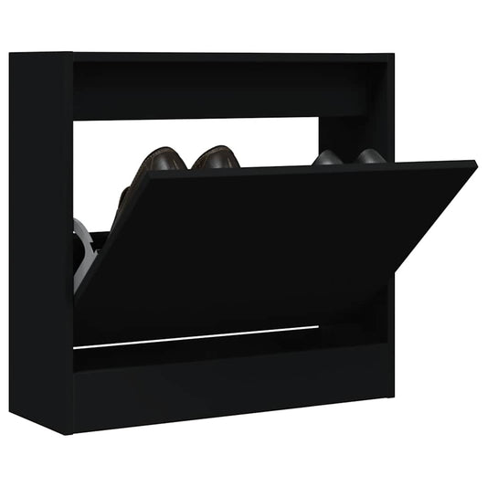 vidaXL Shoe Cabinet | Black | Engineered Wood | Compact | Shoe Cabinet