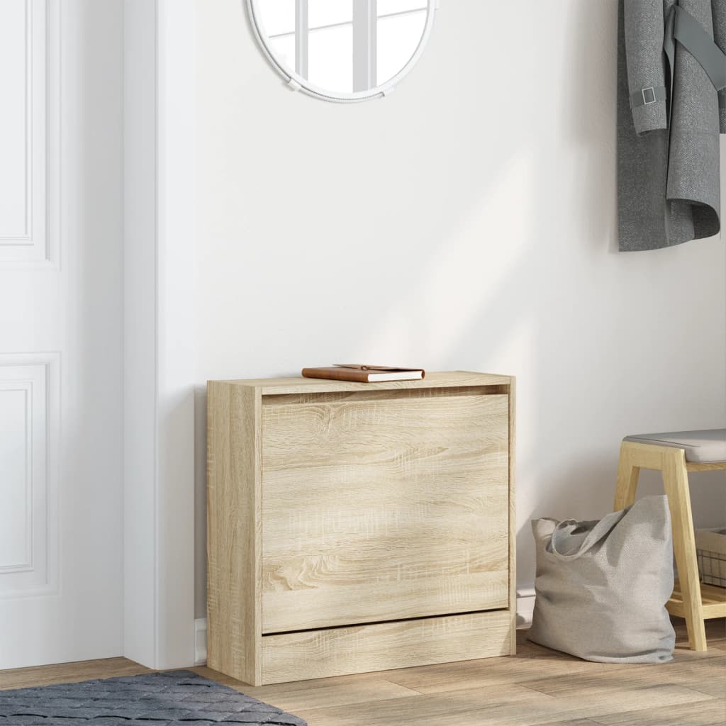 vidaXL Shoe Cabinet Sonoma Oak 60x21x57 cm Engineered Wood