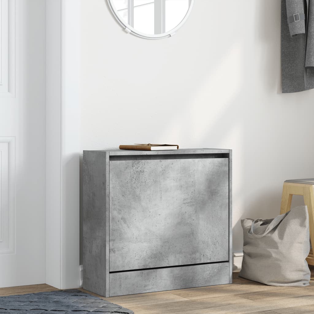 vidaXL Shoe Cabinet Concrete Grey 60x21x57 cm Engineered Wood