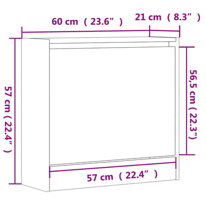 vidaXL Shoe Cabinet Concrete Grey 60x21x57 cm Engineered Wood