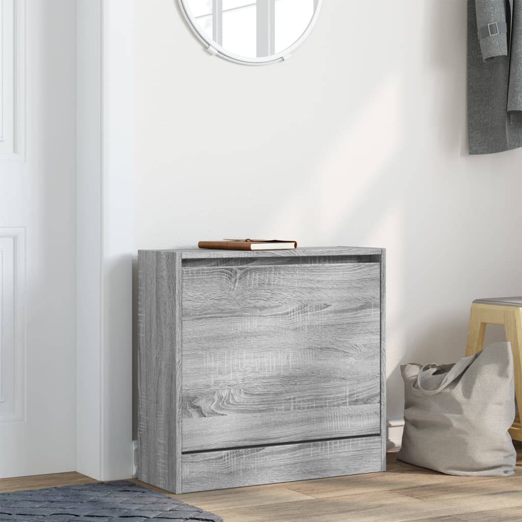 vidaXL Shoe Cabinet Grey Sonoma 60x21x57 cm Engineered Wood