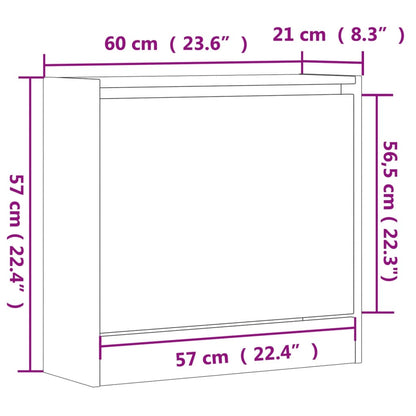 vidaXL Shoe Cabinet Grey Sonoma 60x21x57 cm Engineered Wood