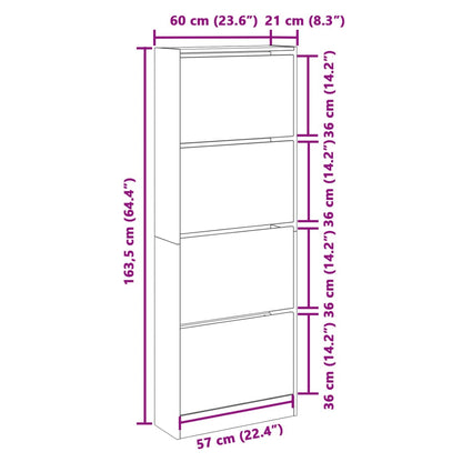 vidaXL Shoe Cabinet Brown Oak 60x21x163.5 cm Engineered Wood
