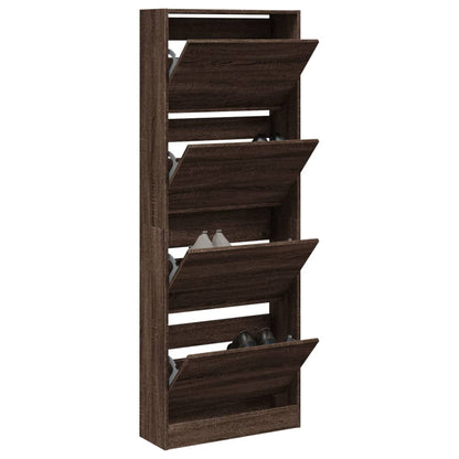 vidaXL Shoe Cabinet Brown Oak 60x21x163.5 cm Engineered Wood
