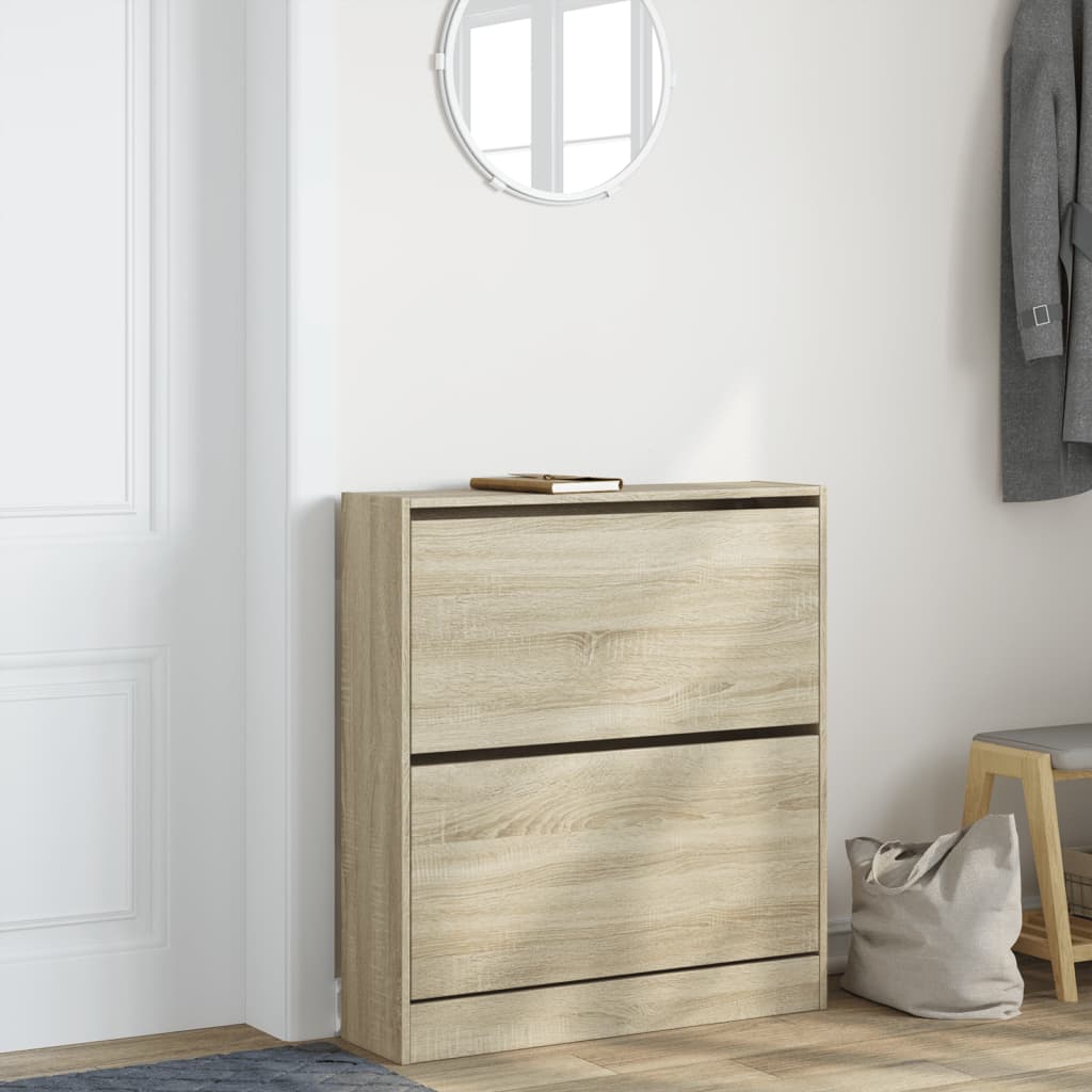 vidaXL Shoe Cabinet Sonoma Oak 80x21x87.5 cm Engineered Wood