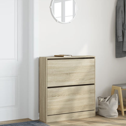 vidaXL Shoe Cabinet Sonoma Oak 80x21x87.5 cm Engineered Wood
