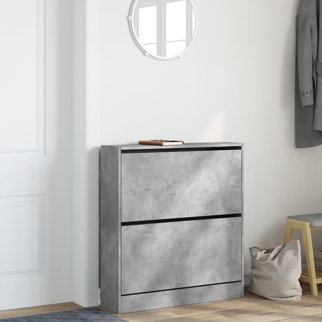 vidaXL Shoe Cabinet Concrete Grey 80x21x87,5 cm Engineered Wood