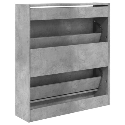vidaXL Shoe Cabinet Concrete Grey 80x21x87,5 cm Engineered Wood