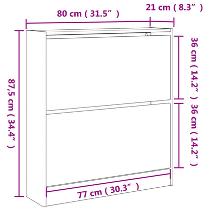 vidaXL Shoe Cabinet Concrete Grey 80x21x87,5 cm Engineered Wood