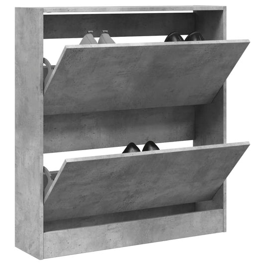 vidaXL Shoe Cabinet Concrete Grey 80x21x87,5 cm Engineered Wood