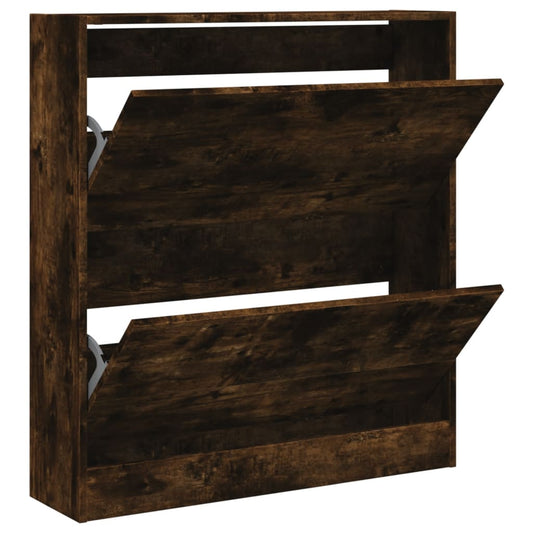 vidaXL Shoe Cabinet Smoked Oak 80x21x87,5 cm Engineered Wood