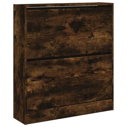 vidaXL Shoe Cabinet Smoked Oak 80x21x87,5 cm Engineered Wood