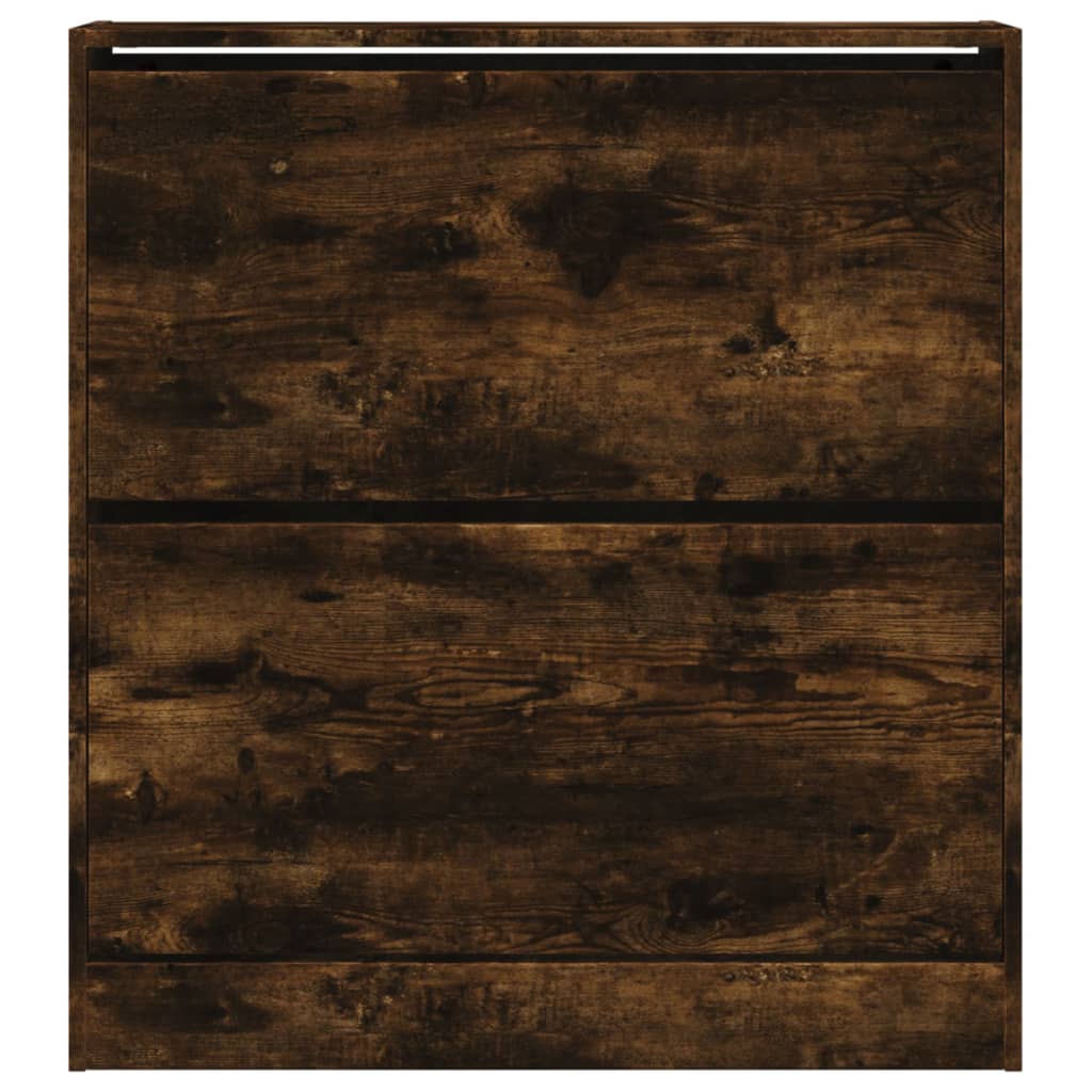 vidaXL Shoe Cabinet Smoked Oak 80x21x87,5 cm Engineered Wood