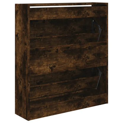 vidaXL Shoe Cabinet Smoked Oak 80x21x87,5 cm Engineered Wood