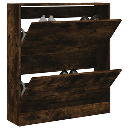 vidaXL Shoe Cabinet Smoked Oak 80x21x87,5 cm Engineered Wood