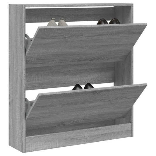 vidaXL Shoe Cabinet Grey Sonoma 80x21x87,5 cm Engineered Wood