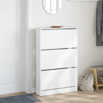 vidaXL Shoe Cabinet White 80x21x125,5 cm Engineered Wood