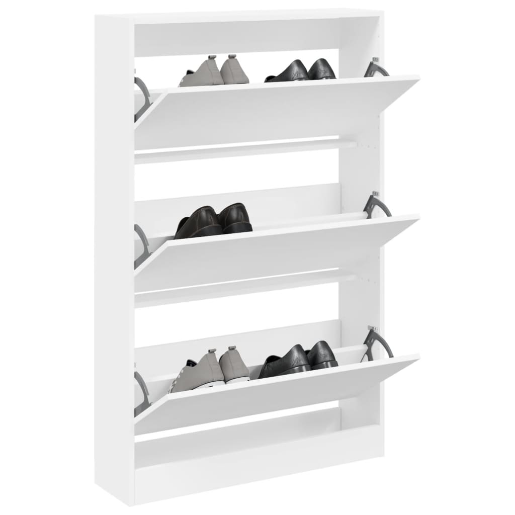 vidaXL Shoe Cabinet White 80x21x125,5 cm Engineered Wood