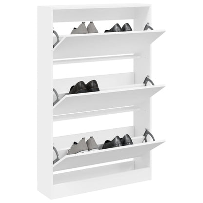 vidaXL Shoe Cabinet White 80x21x125,5 cm Engineered Wood