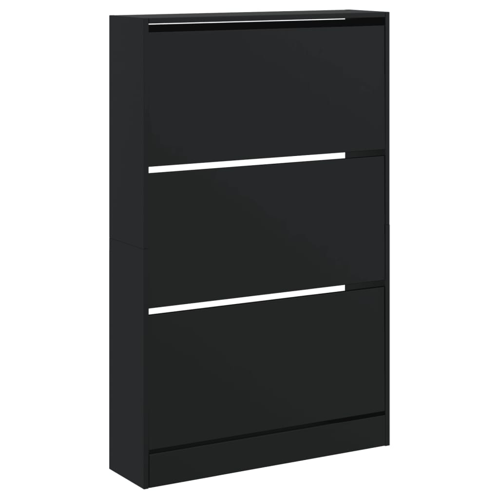 vidaXL Shoe Cabinet Black 80x21x125.5 cm Engineered Wood