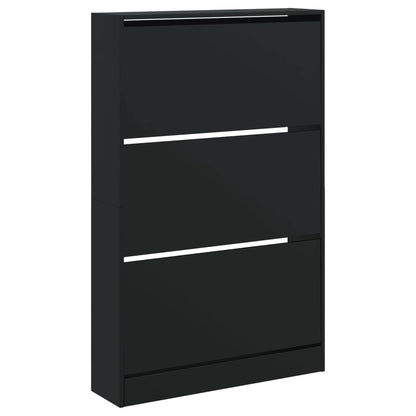 vidaXL Shoe Cabinet Black 80x21x125.5 cm Engineered Wood