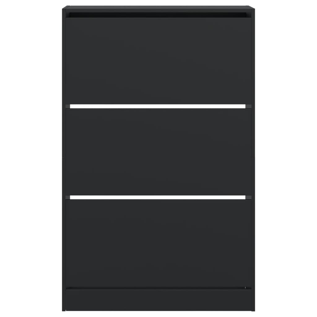 vidaXL Shoe Cabinet Black 80x21x125.5 cm Engineered Wood