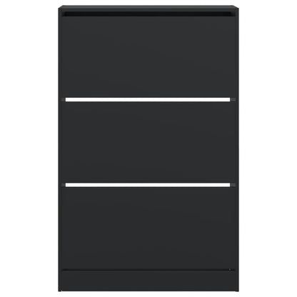 vidaXL Shoe Cabinet Black 80x21x125.5 cm Engineered Wood