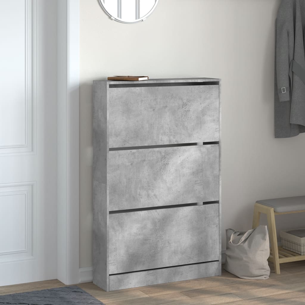 vidaXL Shoe Cabinet Concrete Grey 80x21x125.5 cm Engineered Wood