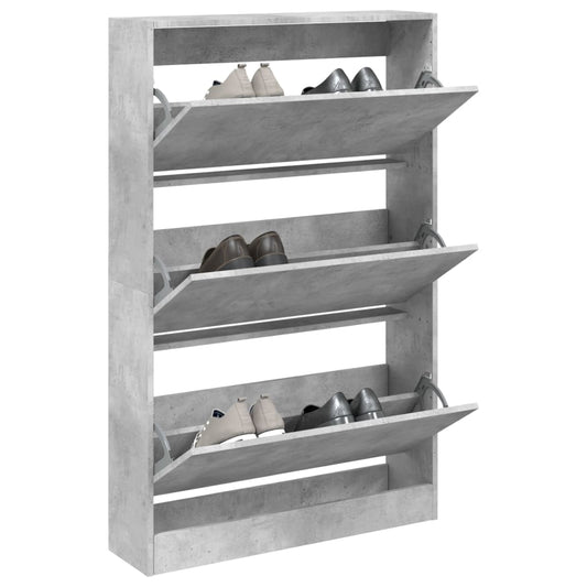 vidaXL Shoe Cabinet Concrete Grey 80x21x125,5 cm Engineered Wood