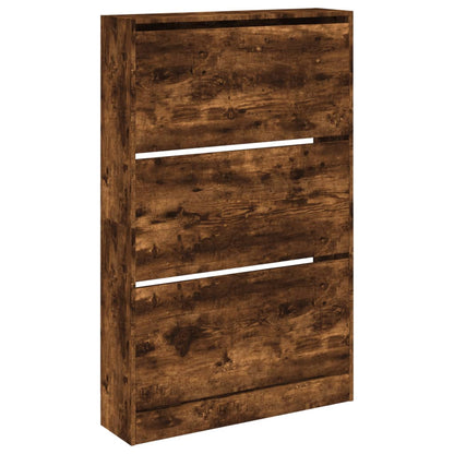vidaXL Shoe Cabinet Smoked Oak 80x21x125.5 cm Engineered Wood