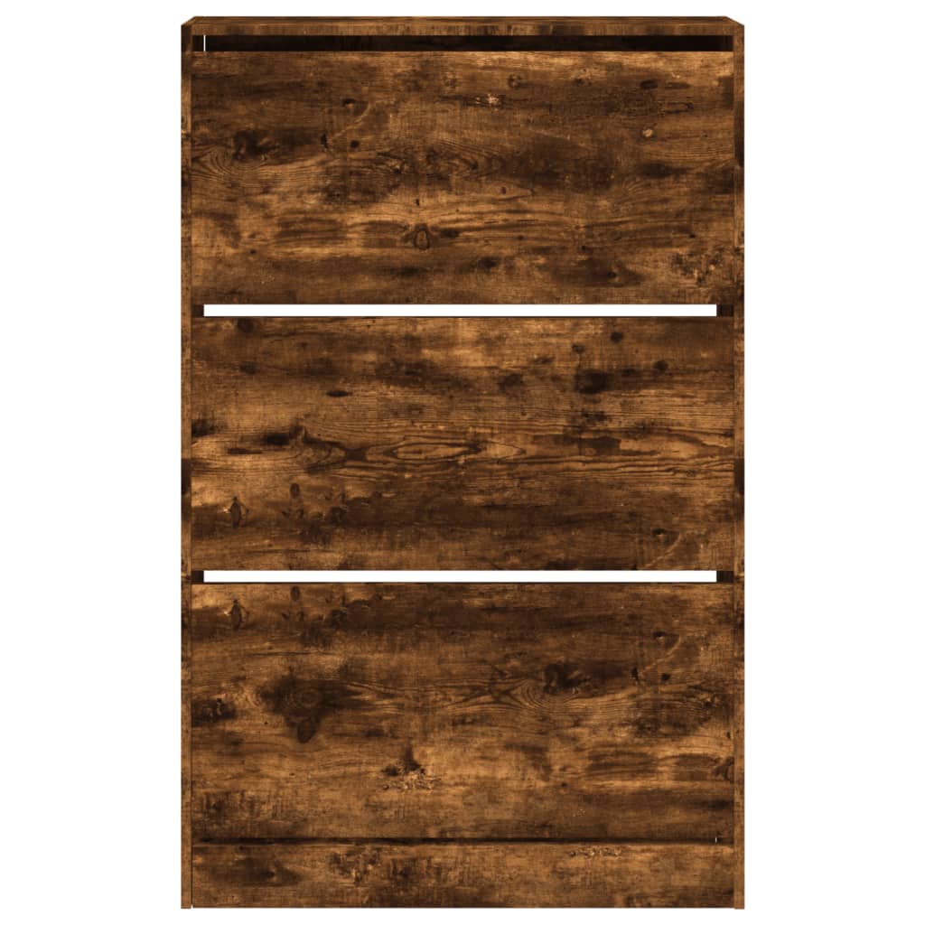 vidaXL Shoe Cabinet Smoked Oak 80x21x125.5 cm Engineered Wood