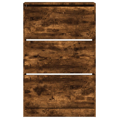 vidaXL Shoe Cabinet Smoked Oak 80x21x125.5 cm Engineered Wood
