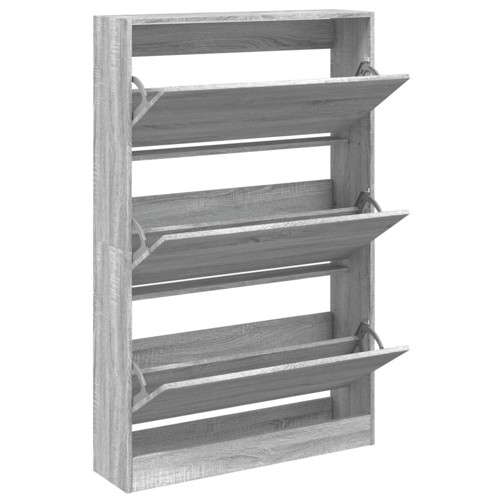 vidaXL Shoe Cabinet Grey Sonoma 80x21x125,5 cm Engineered Wood