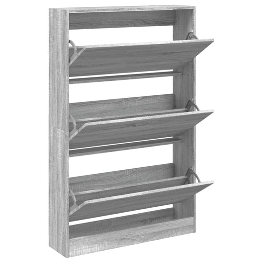 vidaXL Shoe Cabinet Grey Sonoma 80x21x125,5 cm Engineered Wood