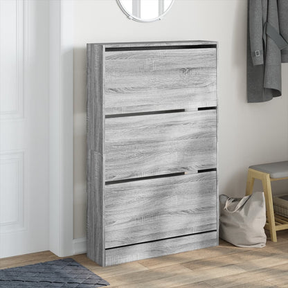 vidaXL Shoe Cabinet Grey Sonoma 80x21x125,5 cm Engineered Wood