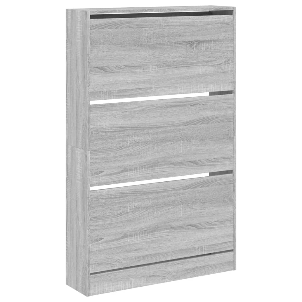 vidaXL Shoe Cabinet Grey Sonoma 80x21x125,5 cm Engineered Wood