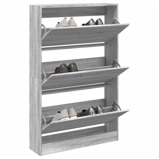 vidaXL Shoe Cabinet Grey Sonoma 80x21x125,5 cm Engineered Wood
