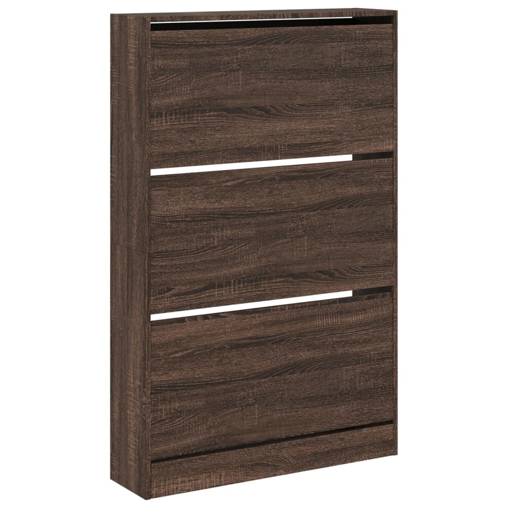 vidaXL Shoe Cabinet Brown Oak 80x21x125.5 cm Engineered Wood