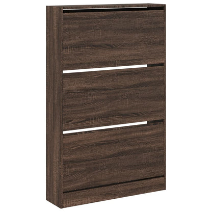 vidaXL Shoe Cabinet Brown Oak 80x21x125.5 cm Engineered Wood