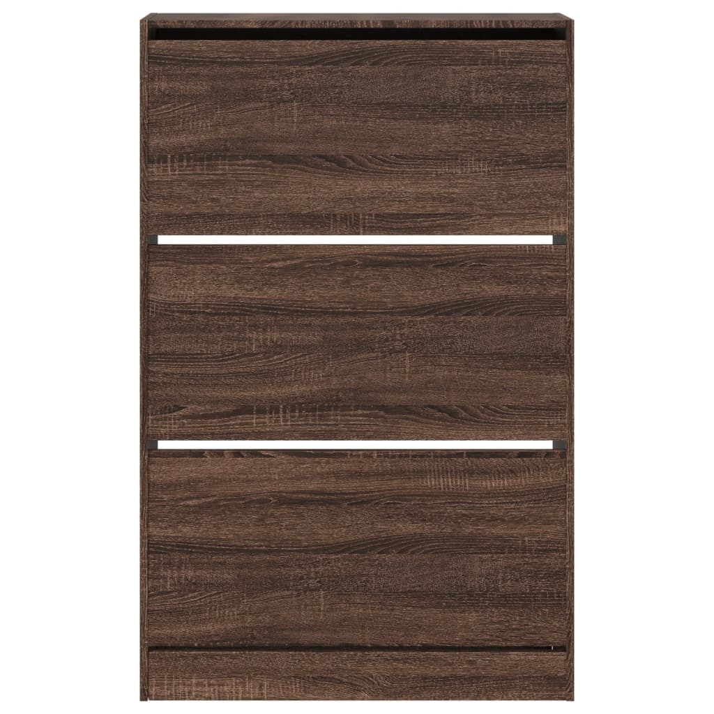 vidaXL Shoe Cabinet Brown Oak 80x21x125.5 cm Engineered Wood